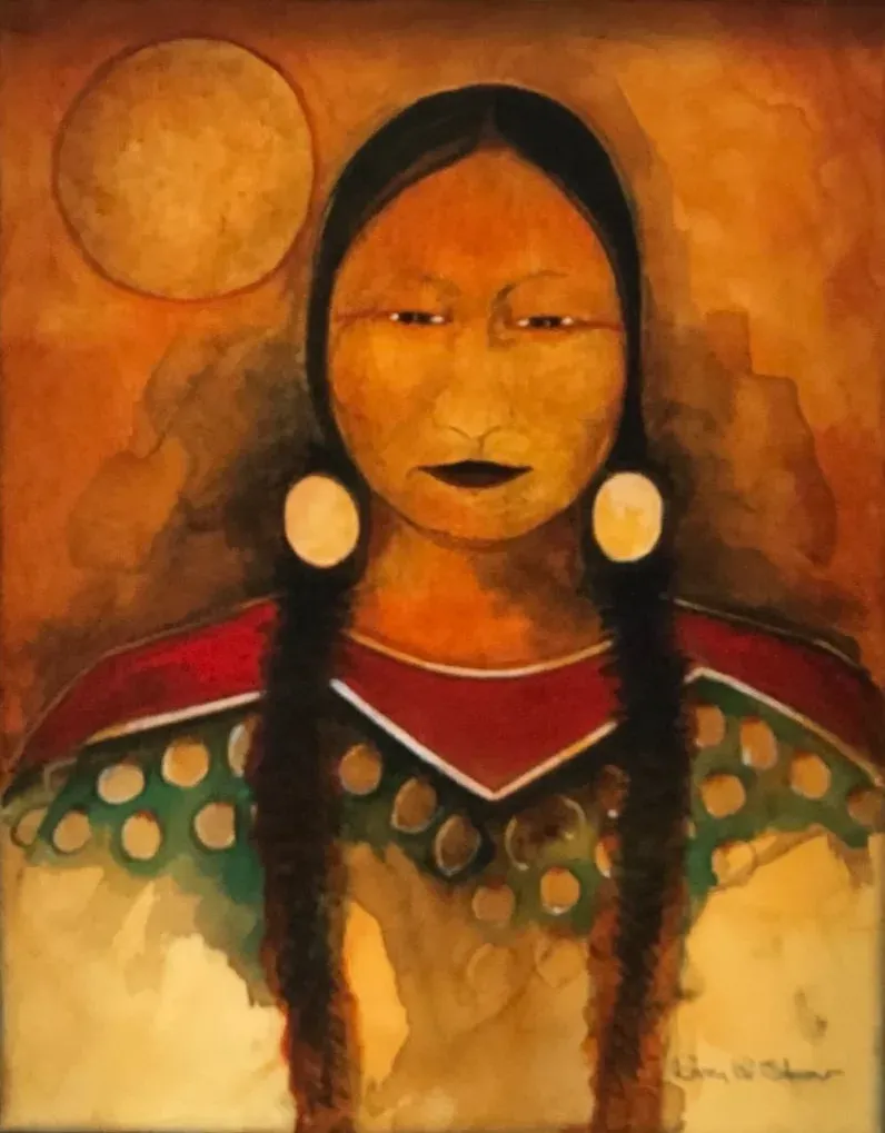 Indigenous-inspired painting with warm tones