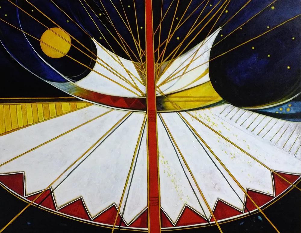 Abstract geometric design with celestial elements