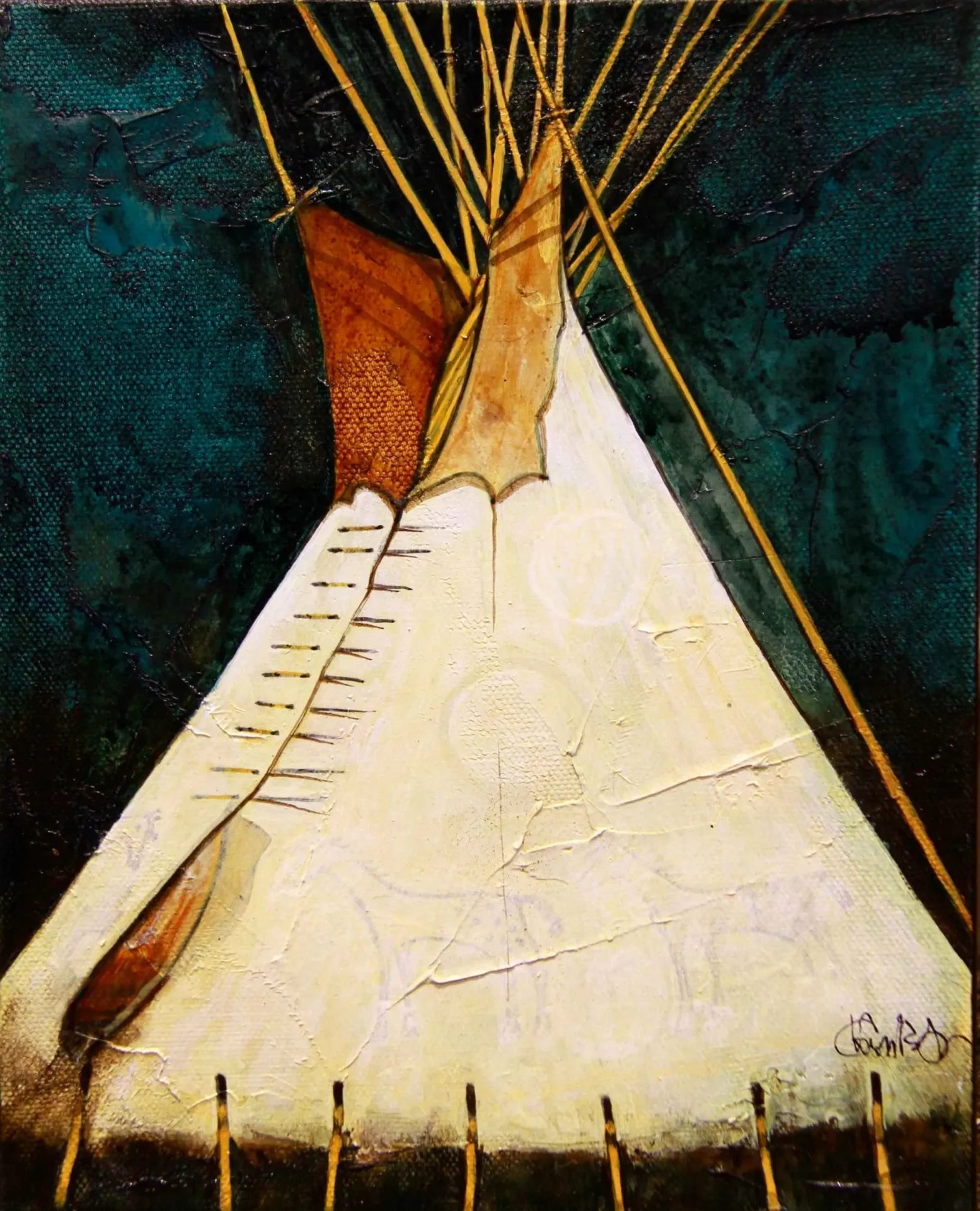 Artistic depiction of a canvas teepee