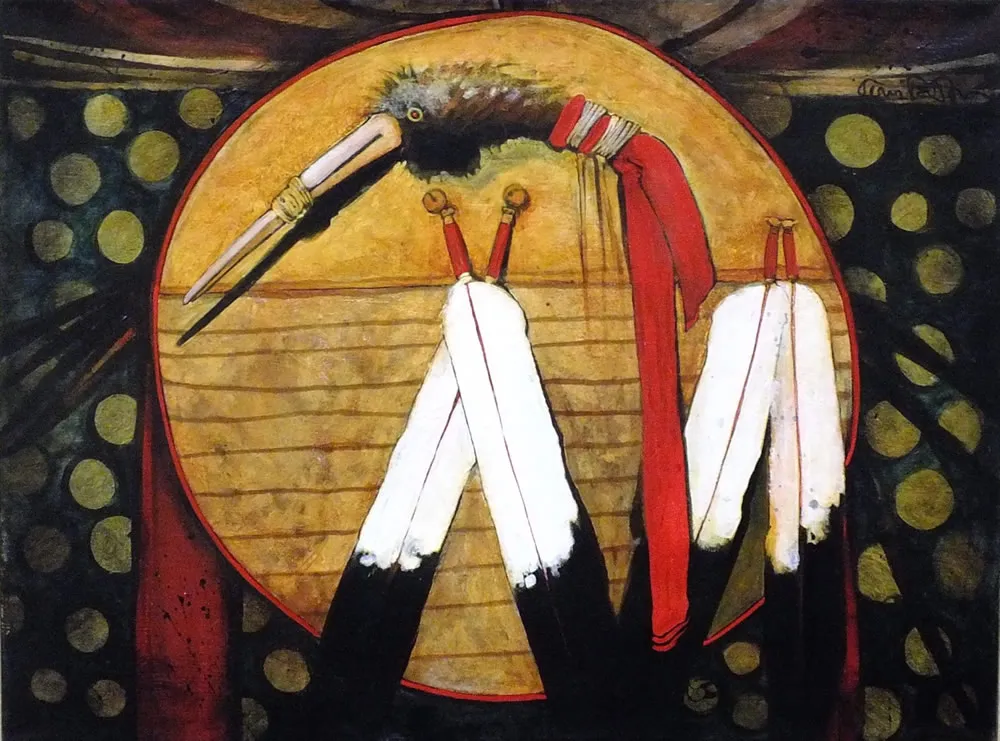 Artistic feathered headdress illustration
