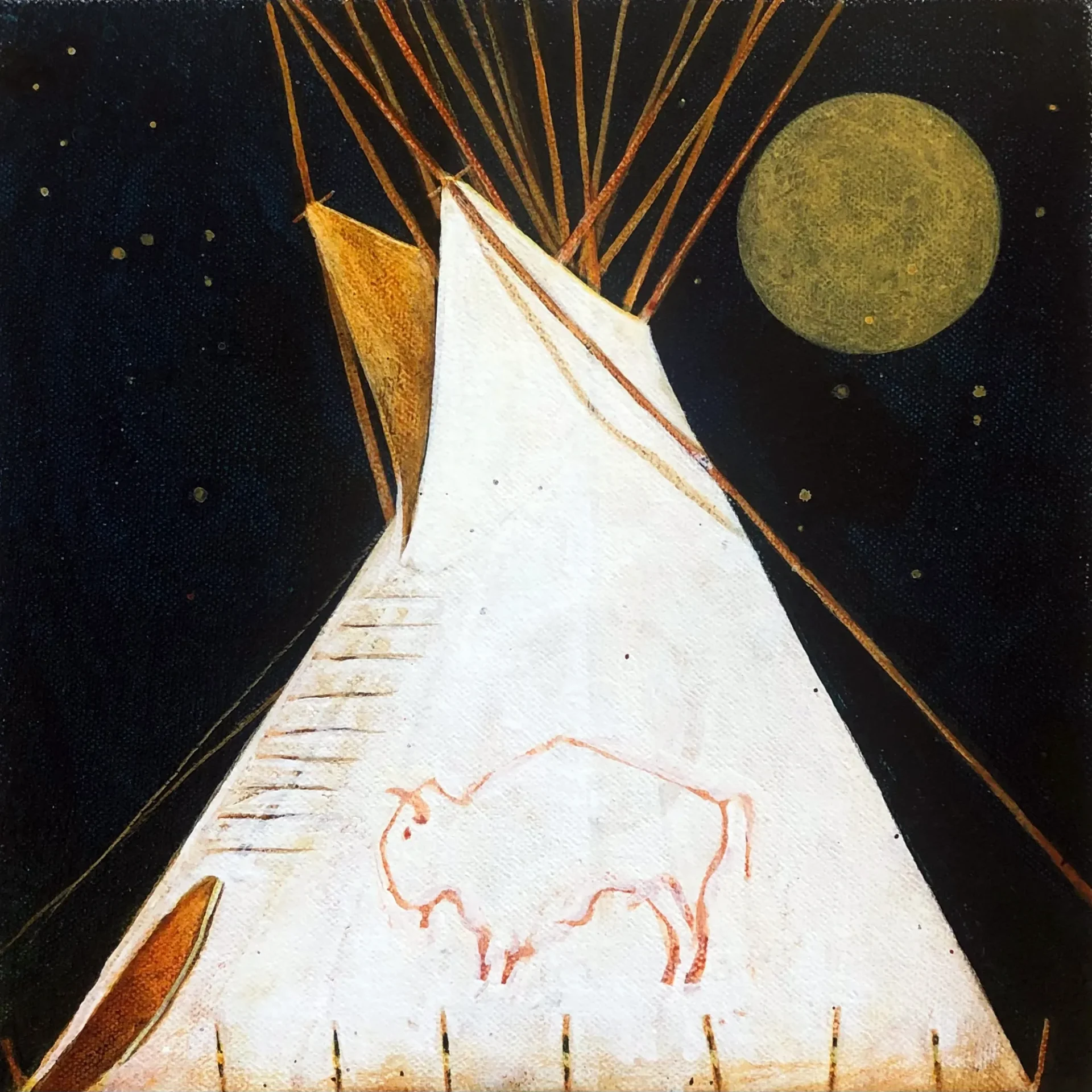 Teepee under a full moon