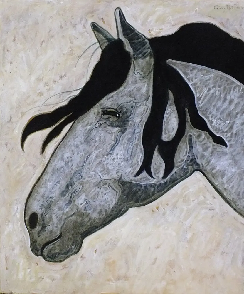 Abstract horse painting with flowing mane