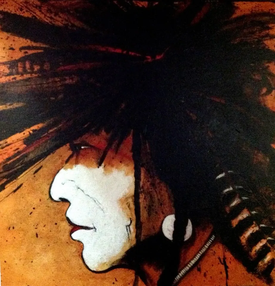 Abstract painting of a face in profile