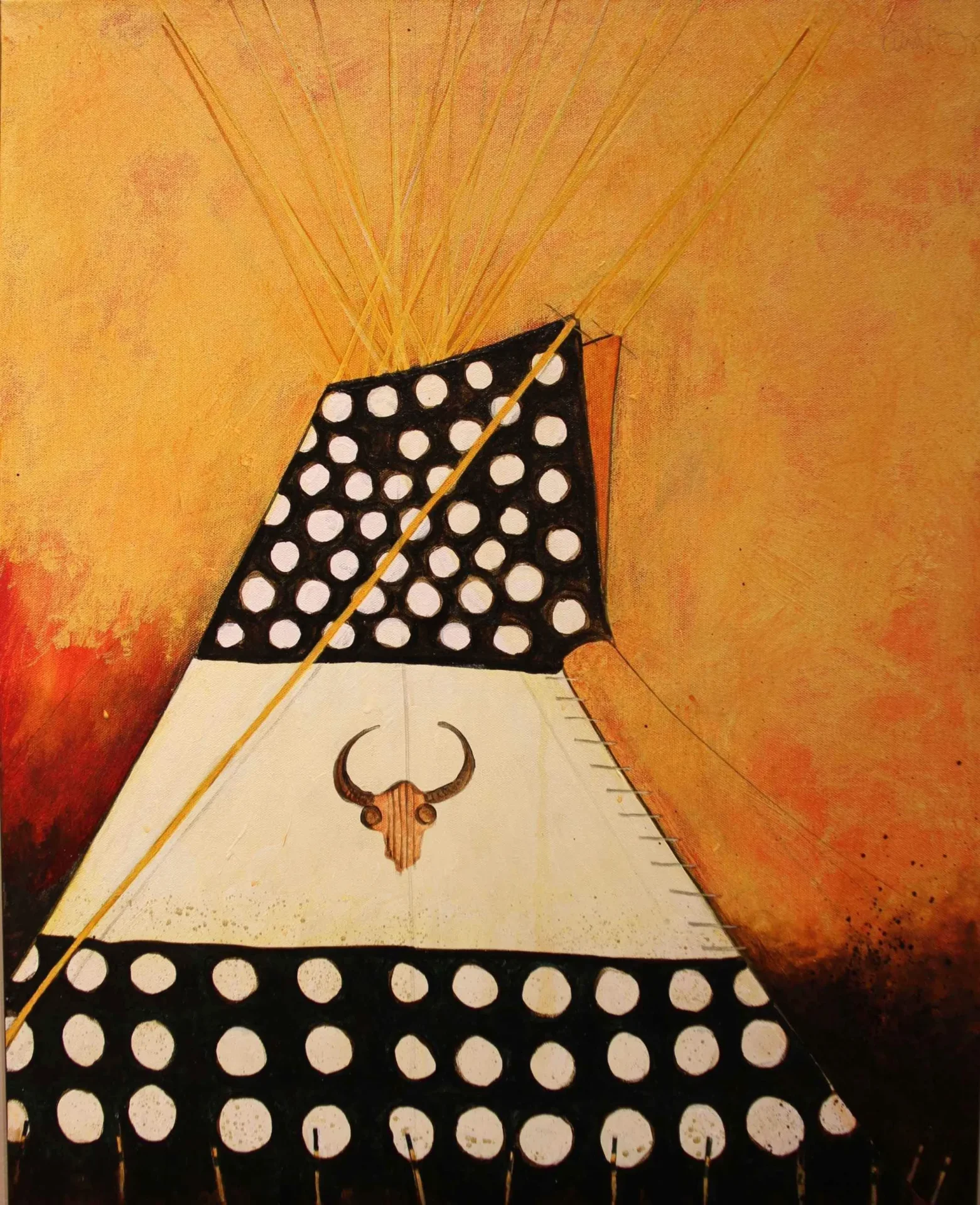 Colorful tipi art on textured background