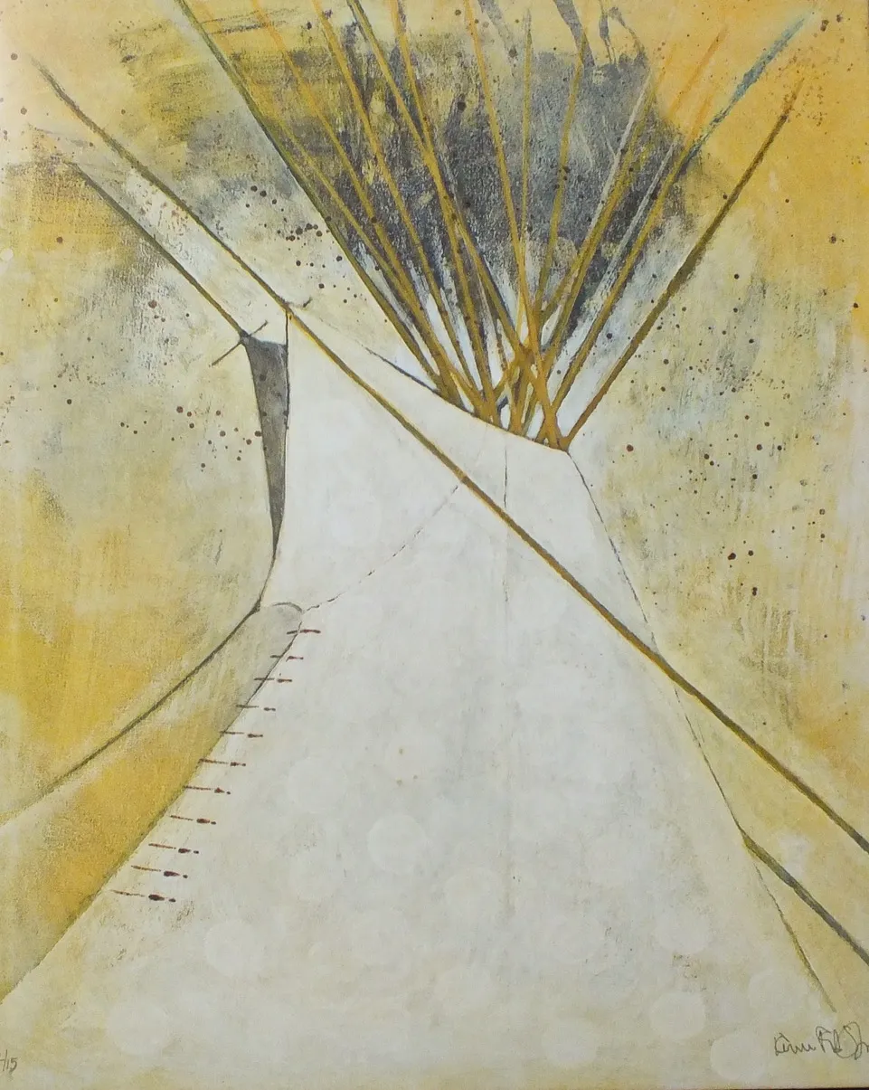 Teepee illustration with abstract background colors