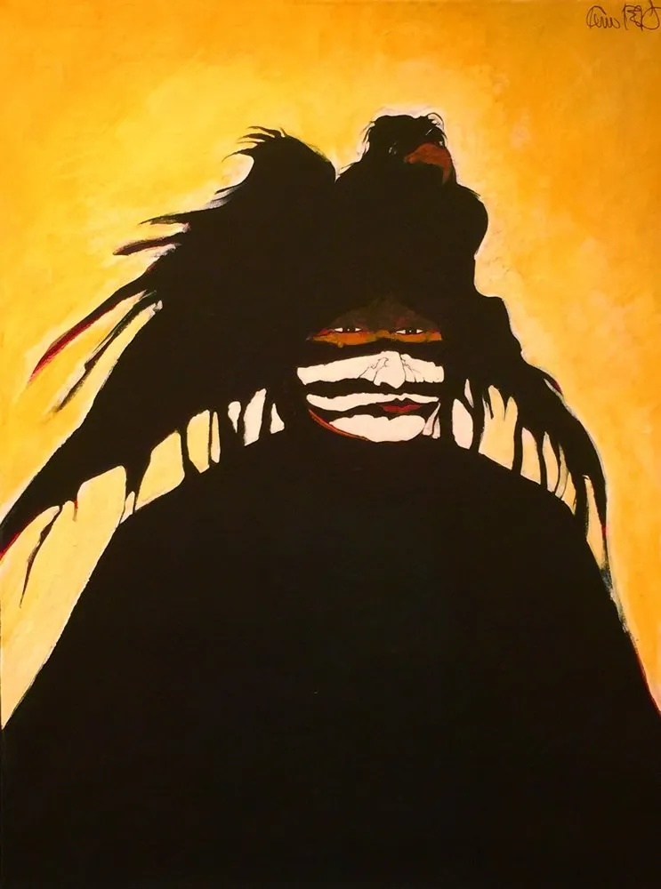Mysterious figure with bird shadows