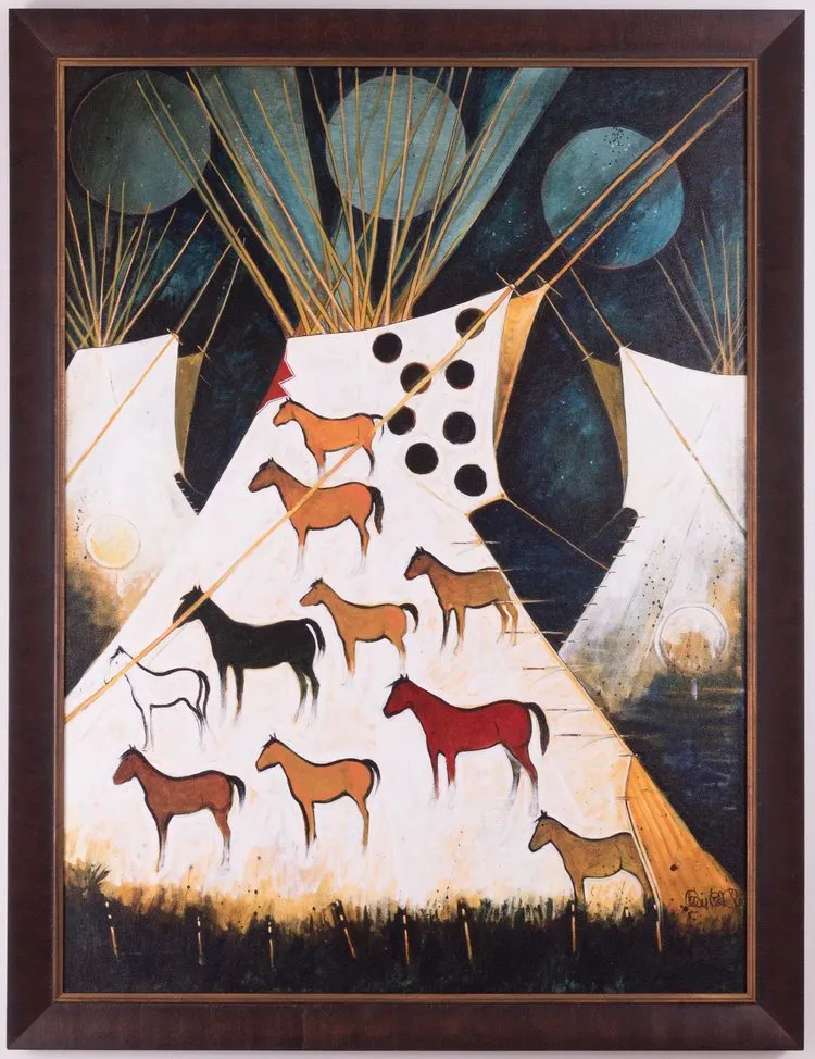 Abstract teepee and horse artwork