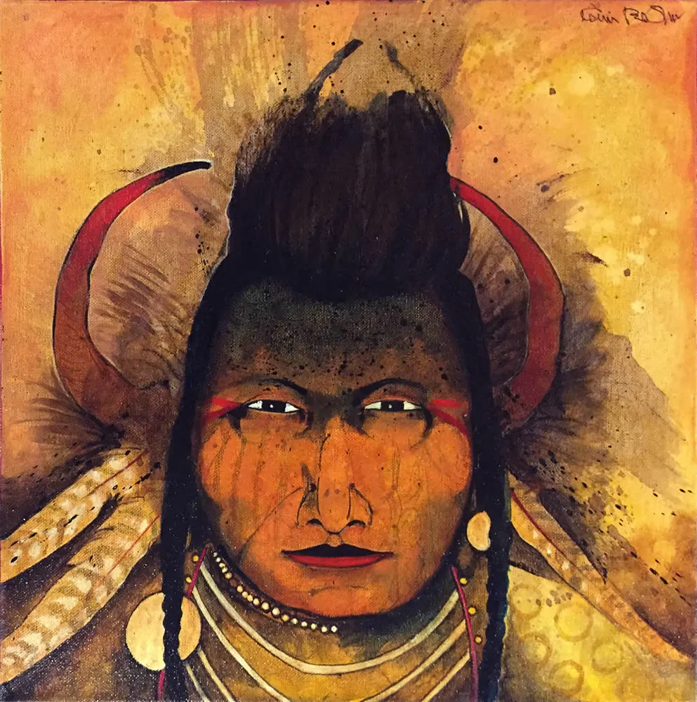 Artistic depiction of a solemn face.