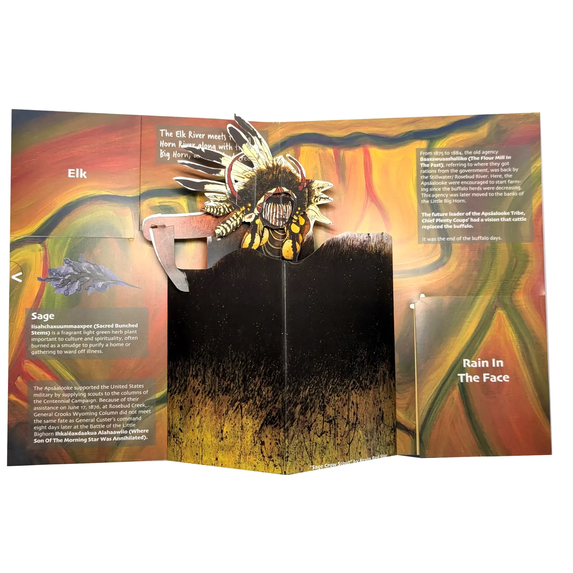 Colorful educational display with artwork and text about bees and honey.