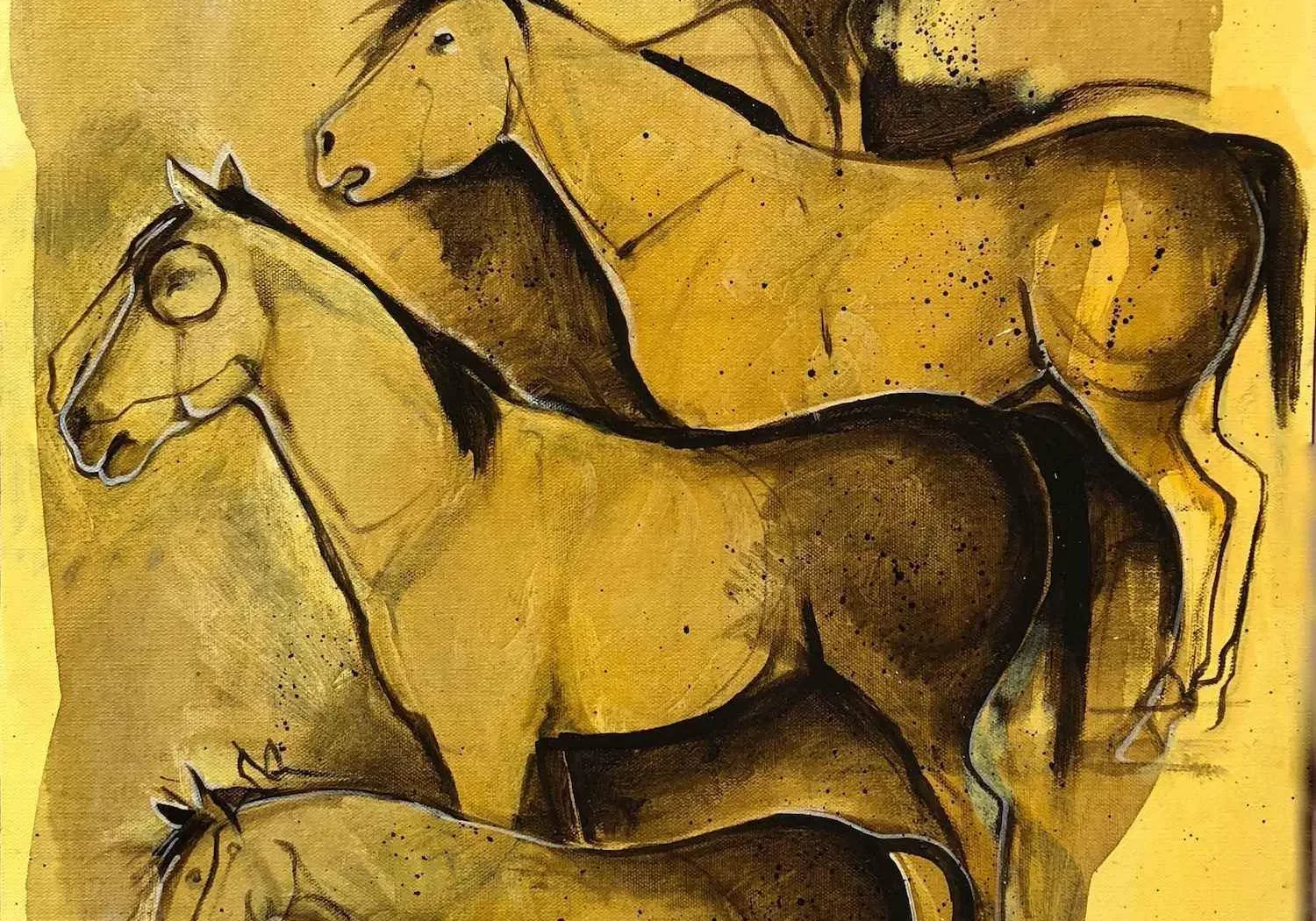 Artistic depiction of four horses